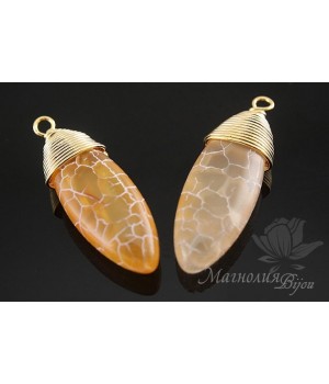ПОДВЕСКА-КАПЛЯ "Сердолик", позолота 16 карат