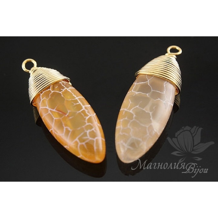 ПОДВЕСКА-КАПЛЯ "Сердолик", позолота 16 карат