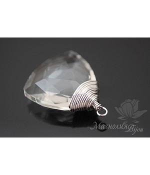 ПОДВЕСКА-КАПЛЯ "Горный хрусталь", родиевое покрытие 