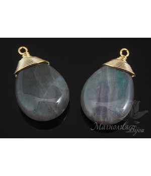 ПОДВЕСКА-КАПЛЯ "Лабрадорит", позолота 16 карат