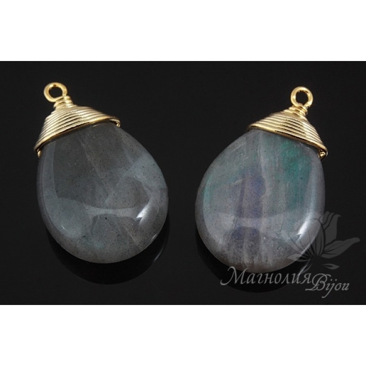 ПОДВЕСКА-КАПЛЯ "Лабрадорит", позолота 16 карат