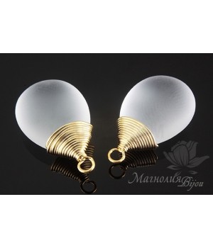 ПОДВЕСКА-КАПЛЯ "Горный хрусталь, матовый", позолота 16 карат