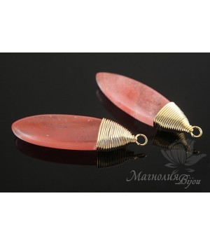 ПОДВЕСКА-КАПЛЯ "Черри кварц", позолота 16 карат