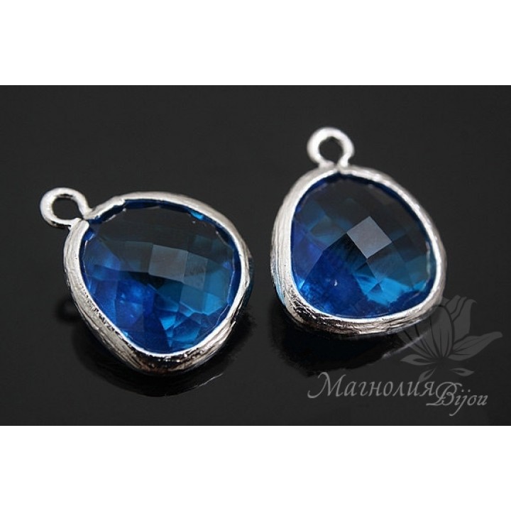 ПОДВЕСКА "Capri blue elegant", родиевое покрытие