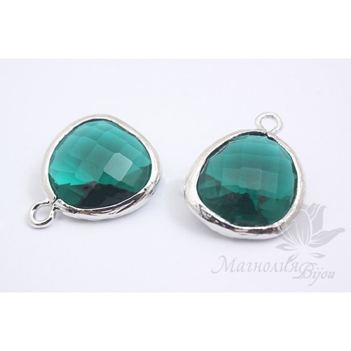 ПОДВЕСКА "Emerald elegant", родиевое покрытие