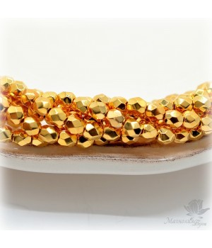 Чешские граненые бусины Gold Plate 4мм, 10 штук