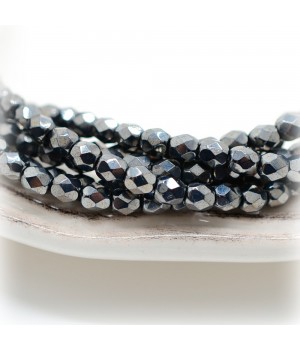 Чешские граненые бусины Hematite 4мм, 20 штук
