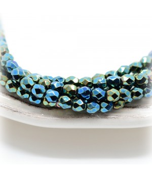 Чешские граненые бусины Green Iris 4мм, 20 штук