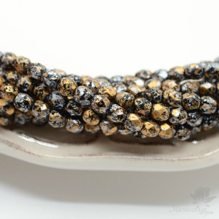 Чешские граненые бусины Tweedy Gold 4мм, 20 штук