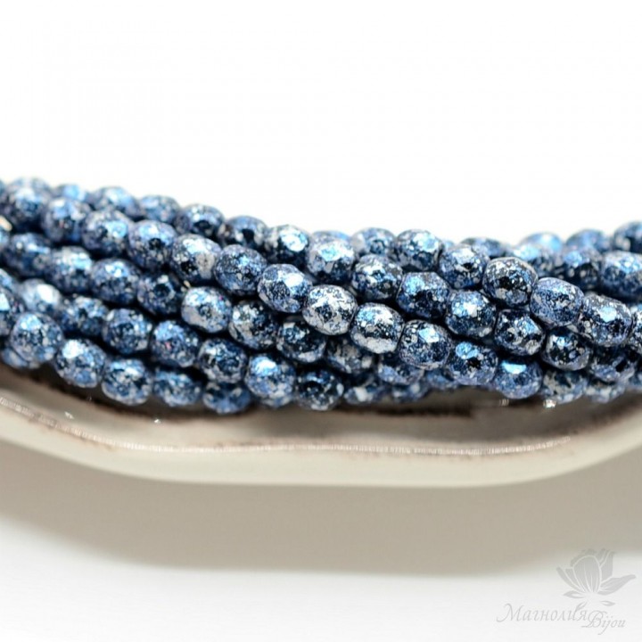 Чешские граненые бусины Tweedy Blue 4мм, 20 штук