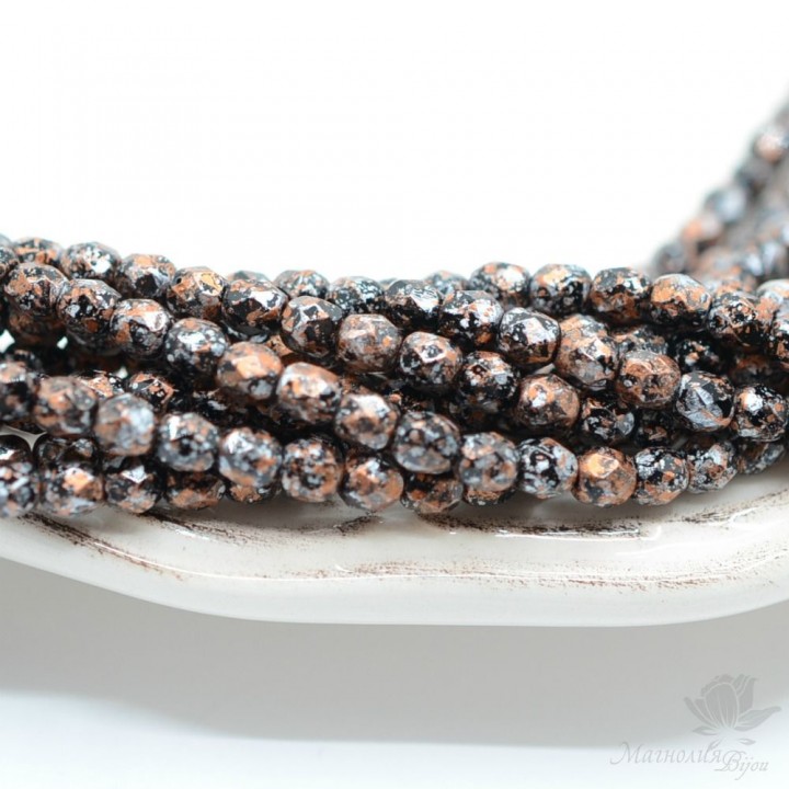 Чешские граненые бусины Tweedy Copper 4мм, 20 штук