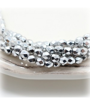 Чешские граненые бусины Bright Silver 4мм, 20 штук