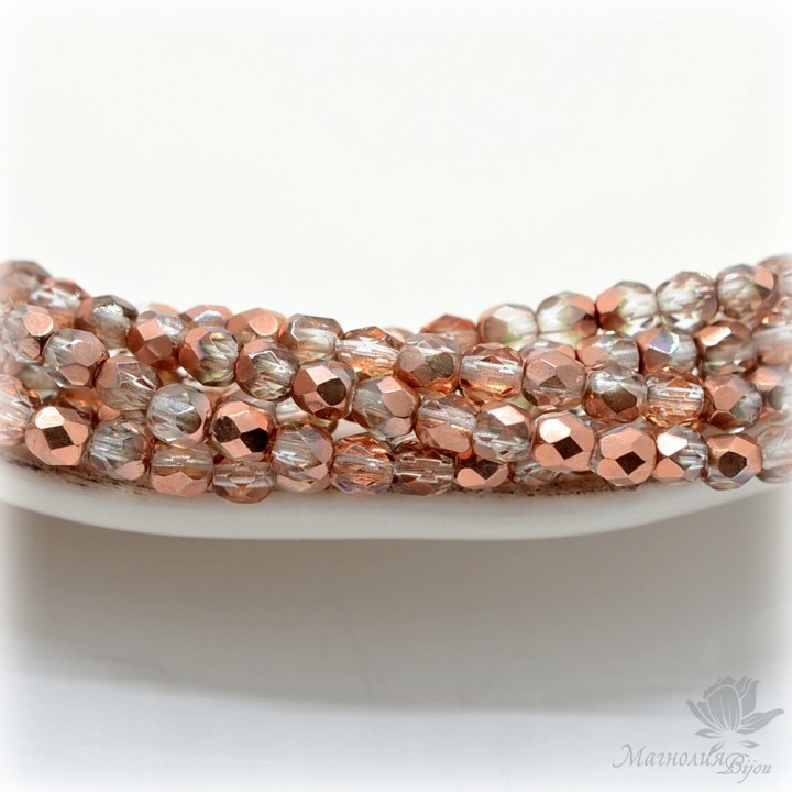 Чешские граненые бусины Crystal Gold 4мм, 20 штук