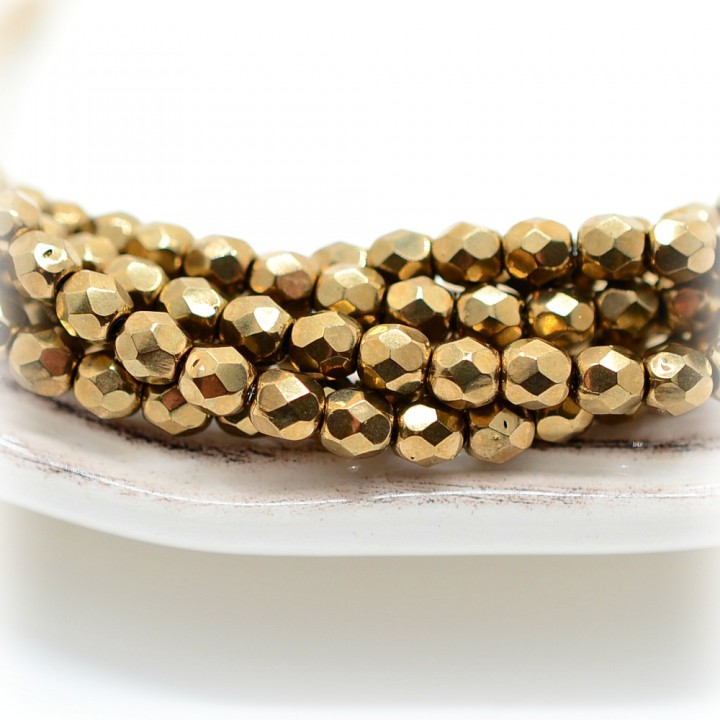 Чешские граненые бусины Light Bronze 4мм, 20 штук