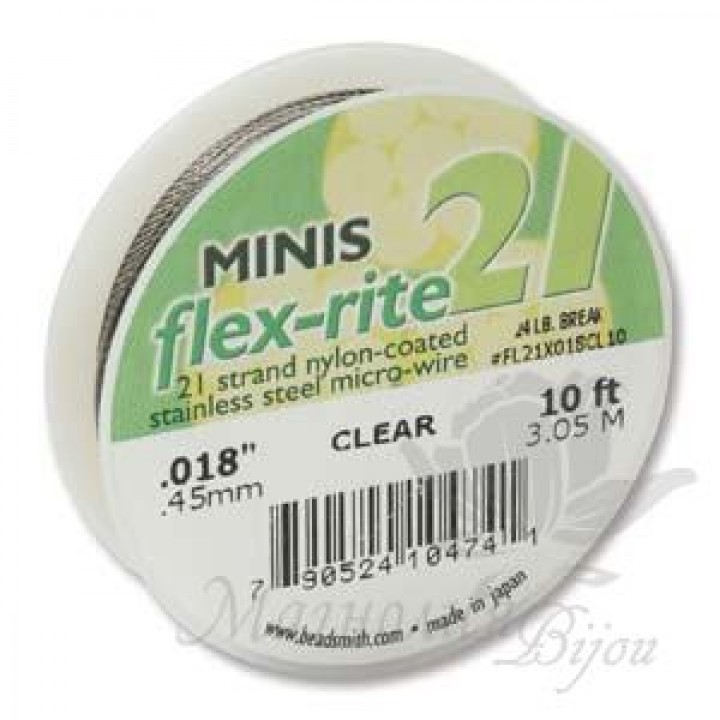 Тросик ювелирный Flex-Rite 21 minis, прозрачный, толщина 018", 10 футов(3.05 метра)
