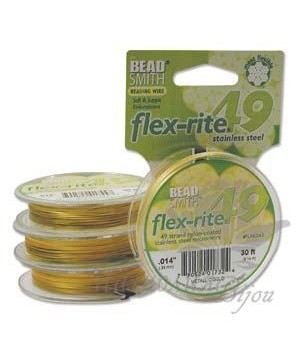 Тросик ювелирный Flex-Rite 49, золотой, толщина 014", 30 футов(9.14 метра)