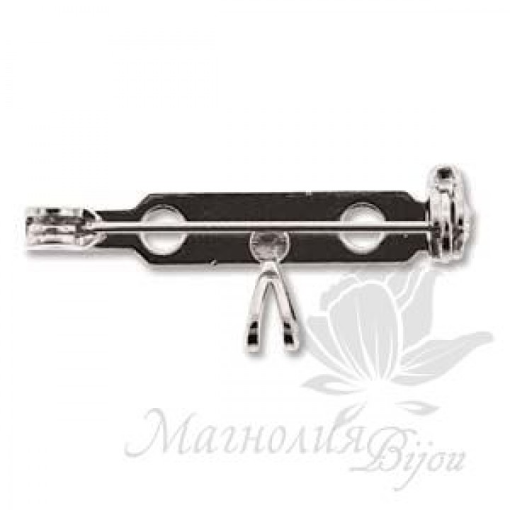 ОСНОВА ДЛЯ БРОШИ с бейлом 27 : 12мм, посеребренная