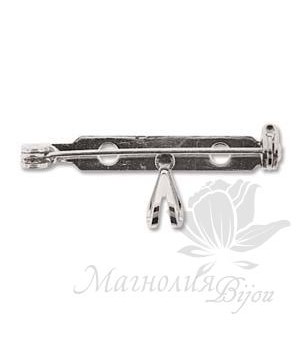 ОСНОВА ДЛЯ БРОШИ с бейлом 32 : 12мм, посеребренная