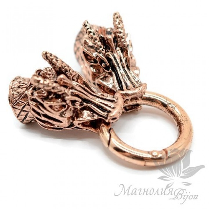 КОНЦЕВИК-застежка "Драконы", красная медь