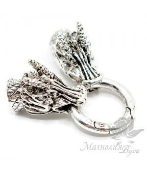 КОНЦЕВИК-застежка "Драконы", античное серебро