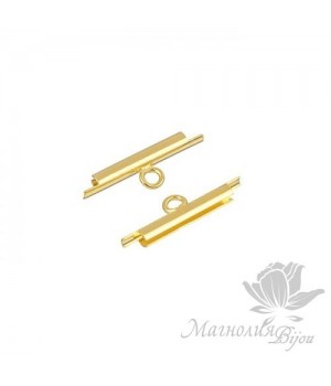 Концевик-слайдер Miyuki для бисерного полотна 15мм, 2 шт. позолота