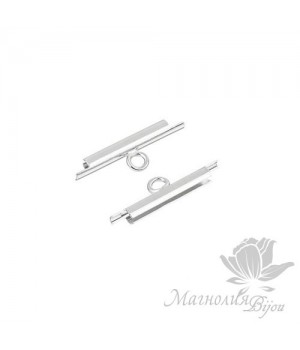 Концевик-слайдер Miyuki для бисерного полотна 15мм, 2 шт. родиевое покрытие