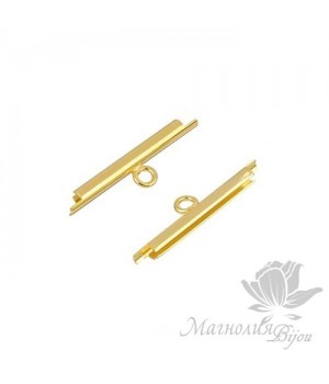 Концевик-слайдер Miyuki для бисерного полотна 20мм, 2 шт. позолота