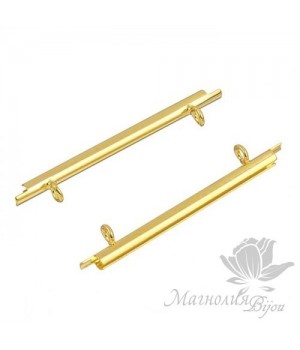 Концевик-слайдер Miyuki для бисерного полотна 35мм, 2 шт.  позолота