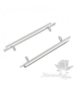 Концевик-слайдер Miyuki для бисерного полотна 35мм, 2 шт. родиевое покрытие