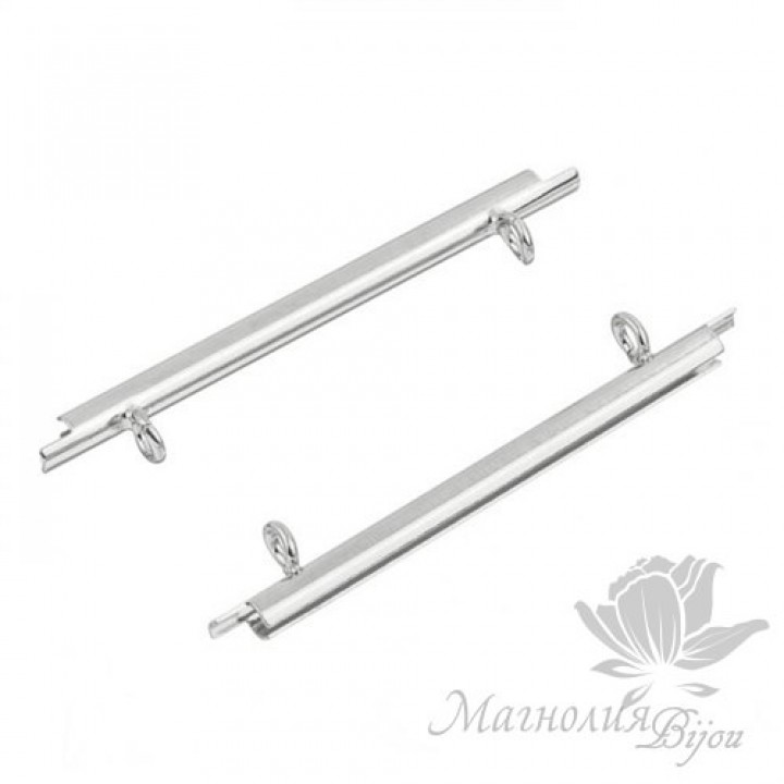 Концевик-слайдер Miyuki для бисерного полотна 35мм, 2 шт. родиевое покрытие