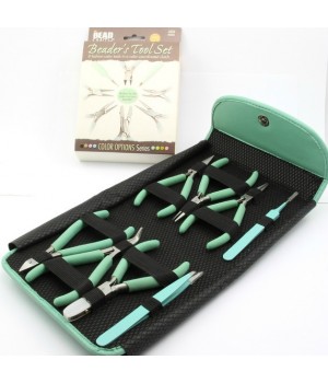 Набор из 8-ми инструментов для бижутерии в пенале BeadSmith, цвет Agua