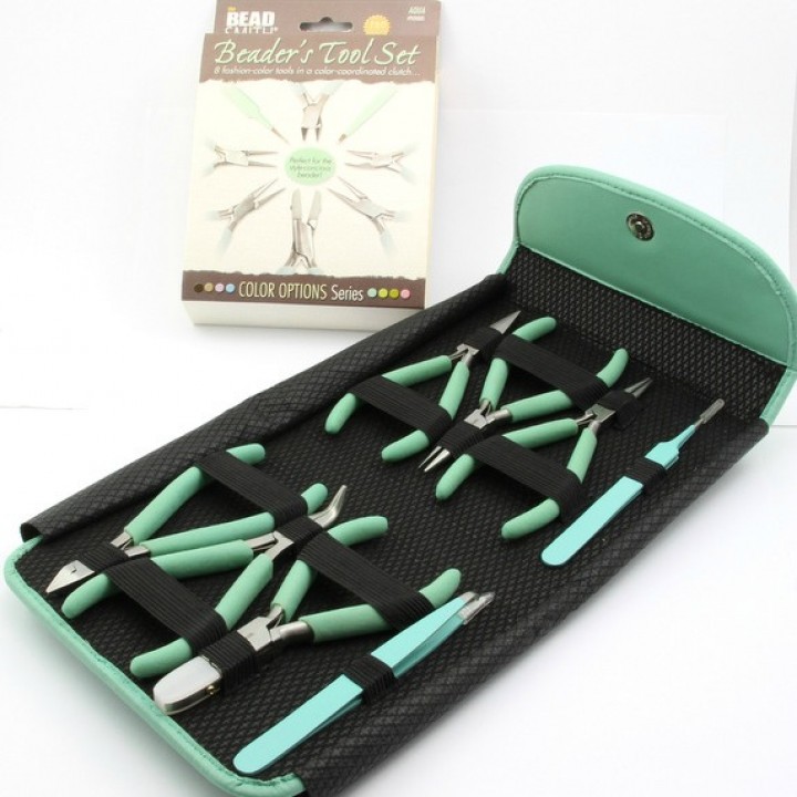 Набор из 8-ми инструментов для бижутерии в пенале BeadSmith, цвет Agua