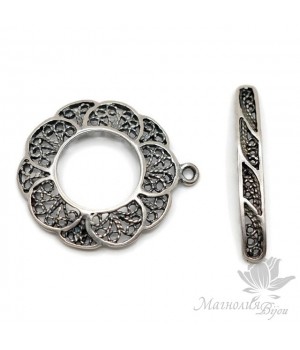 ТОГЛ "Цветок, филигрань", античное серебро(JBB)