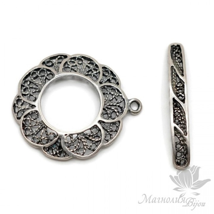 ТОГЛ "Цветок, филигрань", античное серебро(JBB)