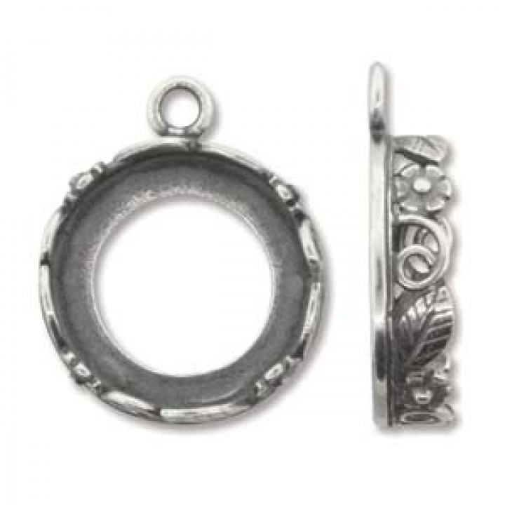 ОПРАВА ДЛЯ РИВОЛИ "Флора" 14мм, античное серебро