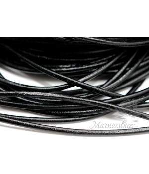 Кожаный шнур 3мм, чёрный, 1метр Кожаный шнур 3мм, чёрный, 1метр