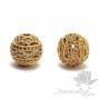 БУСИНА "Ажурная" инкрустация фианитами 12мм, цвет золото