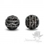БУСИНА "Ажурная" инкрустация фианитами 12мм, цвет чёрный