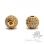 БУСИНА "Шар" 10мм, инкрустация фианитами, цвет золото