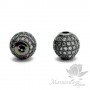 БУСИНА "Шар" 10мм, инкрустация фианитами, цвет чёрный