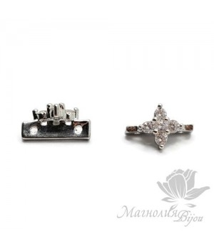 БУСИНА-РАЗДЕЛИТЕЛЬ на 2 нити "Цветочек", родиевое покрытие БУСИНА-РАЗДЕЛИТЕЛЬ на 2 нити "Цветочек", родиевое покрытие