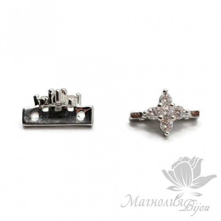 БУСИНА-РАЗДЕЛИТЕЛЬ на 2 нити "Цветочек", родиевое покрытие