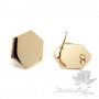 ПУССЕТЫ "Шестигранник", позолота 18 карат