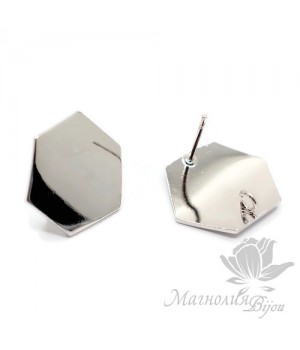 ПУССЕТЫ "Шестигранник", цвет платина