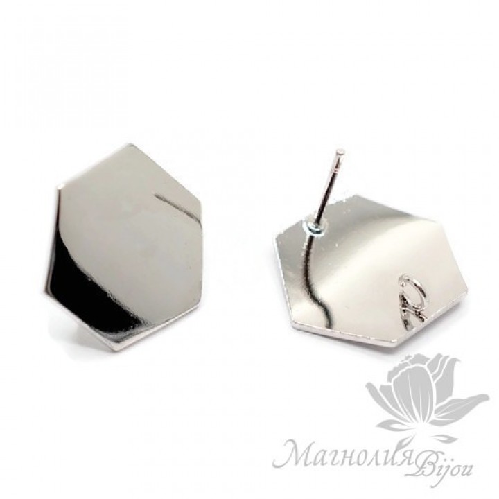 ПУССЕТЫ "Шестигранник", цвет платина