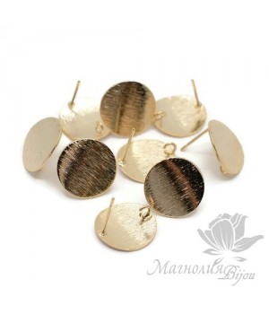 ПУССЕТЫ "Круги фактурные", позолота 18 карат