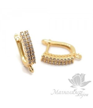 ШВЕНЗЫ "Дорожка" инкрустация фианитами, цвет золото