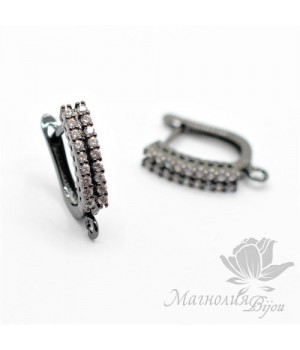 ШВЕНЗЫ "Дорожка" инкрустация фианитами, цвет чёрный