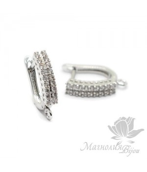 ШВЕНЗЫ "Дорожка" инкрустация фианитами, цвет платина