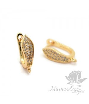 ШВЕНЗЫ "Клинья" инкрустация фианитами, цвет золото